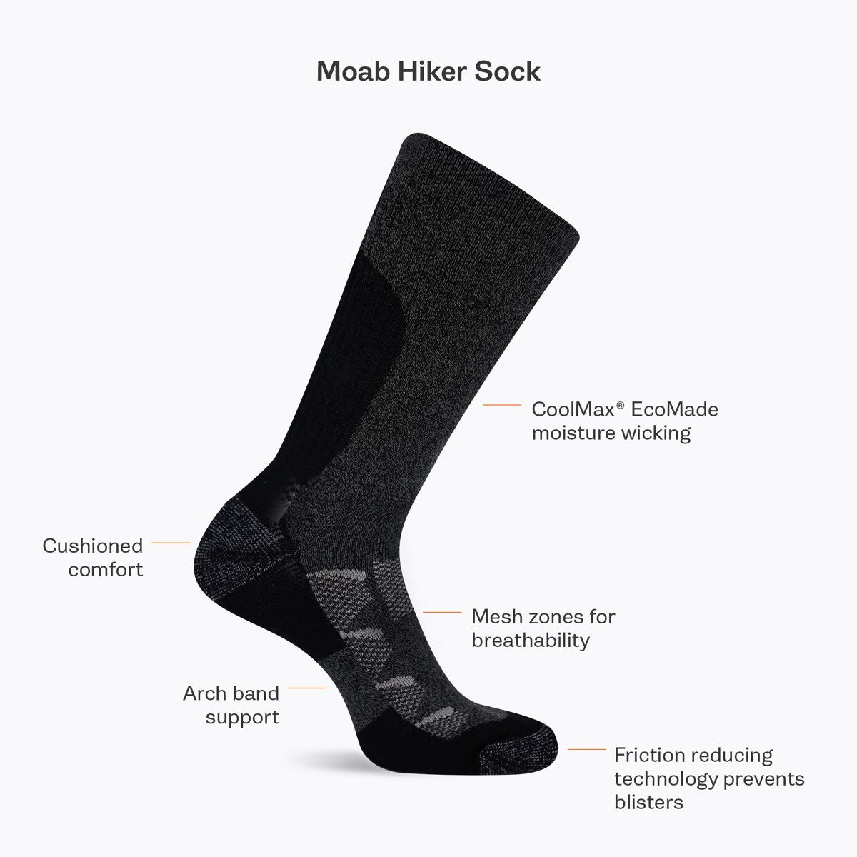 Merrell-Moab Hiking Quarter Sock - Socks
