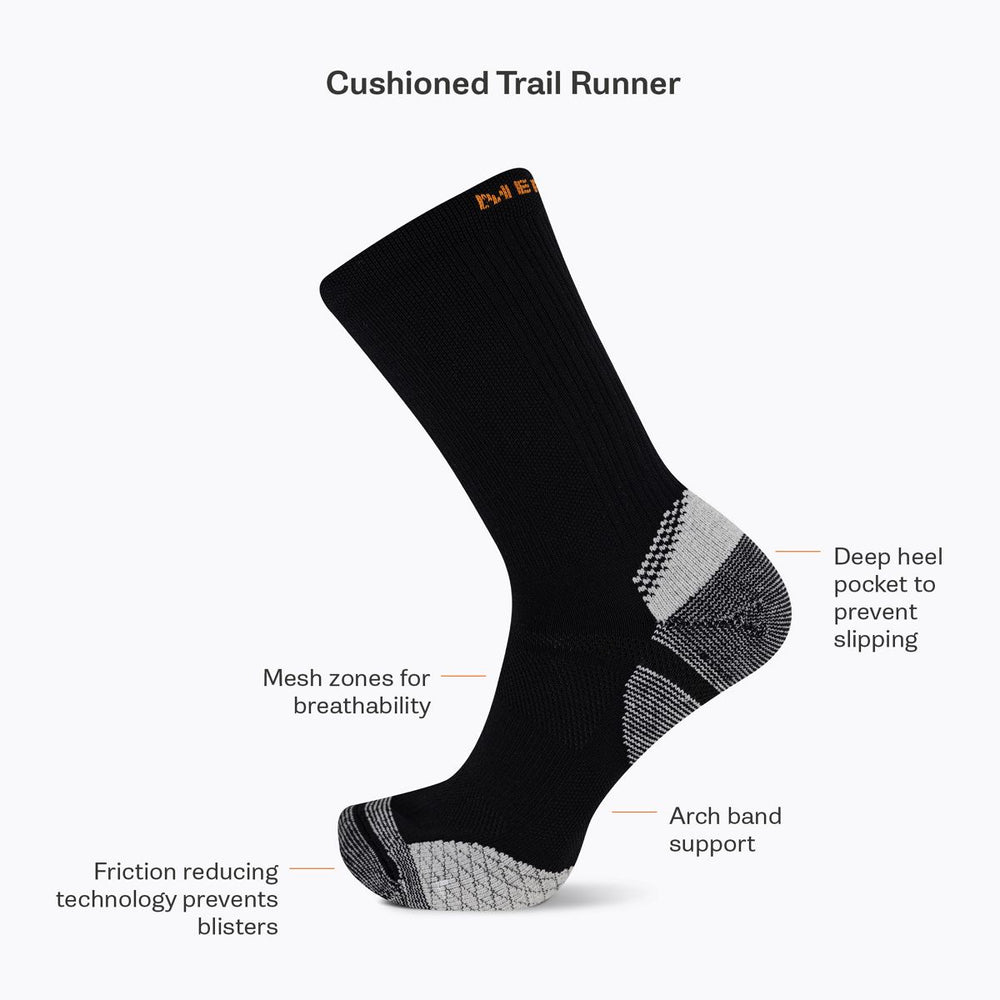 Merrell-Cushion Trail Runner Crew Sock - Socks